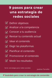 9 pasos para crear una estrategia en redes sociales. Justina Torreño